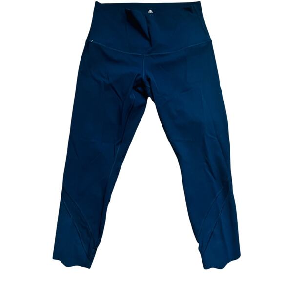 Lululemon Wunder Under Crop High-Rise *Roll Down Scallop Full-On Navy Size 8 - Picture 2 of 7